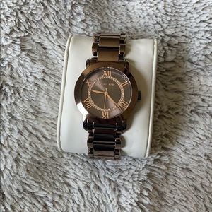 Brown and Rose Gold MK Watch